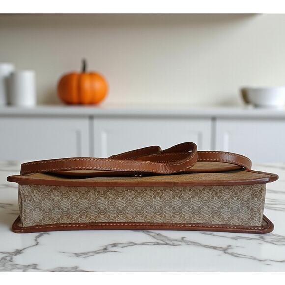 Authentic Celine Triomphe Logo Macadam Beige Crossbody Bag - Picture 6 of 16